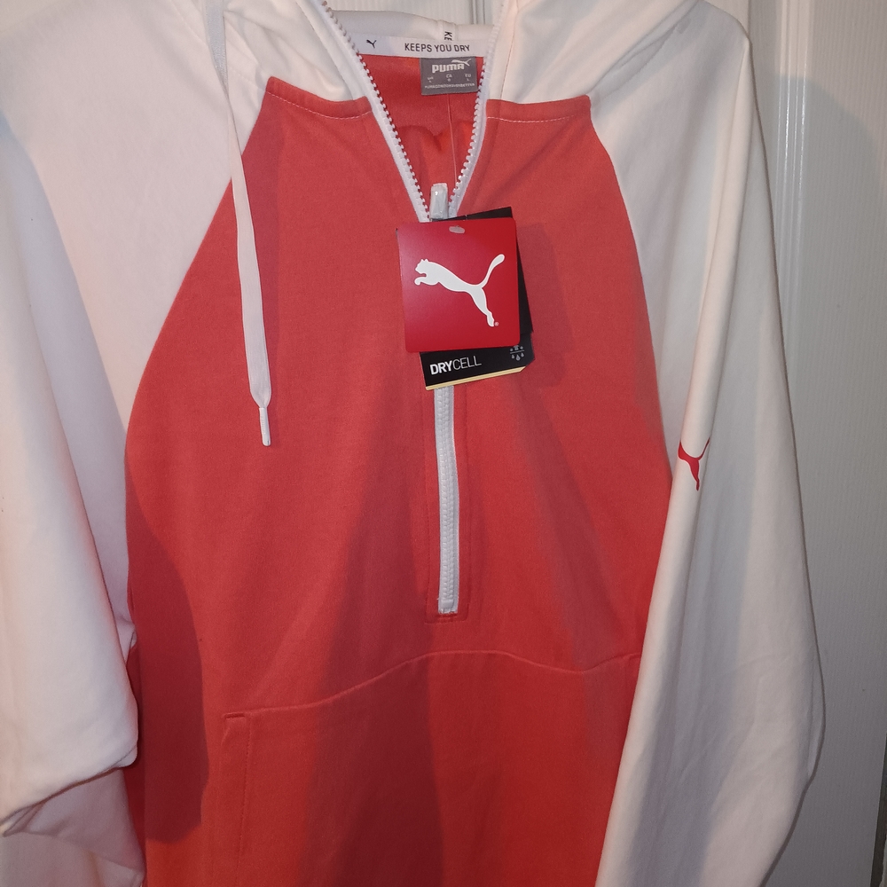 Puma Coral and White Half-Zip Hoodie And Pants